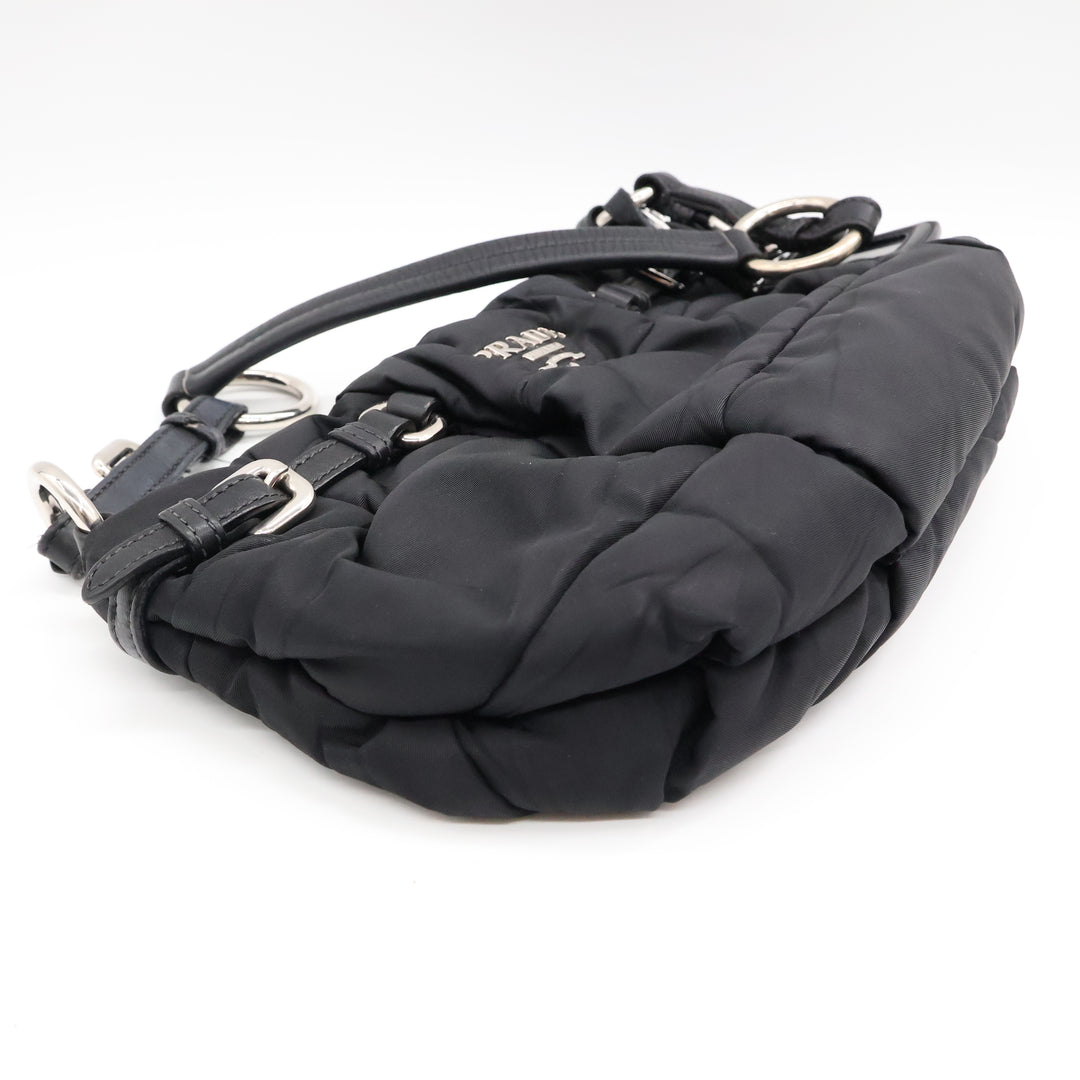 Prada Tessuto Black Nylon Hobo Shoulder Bag