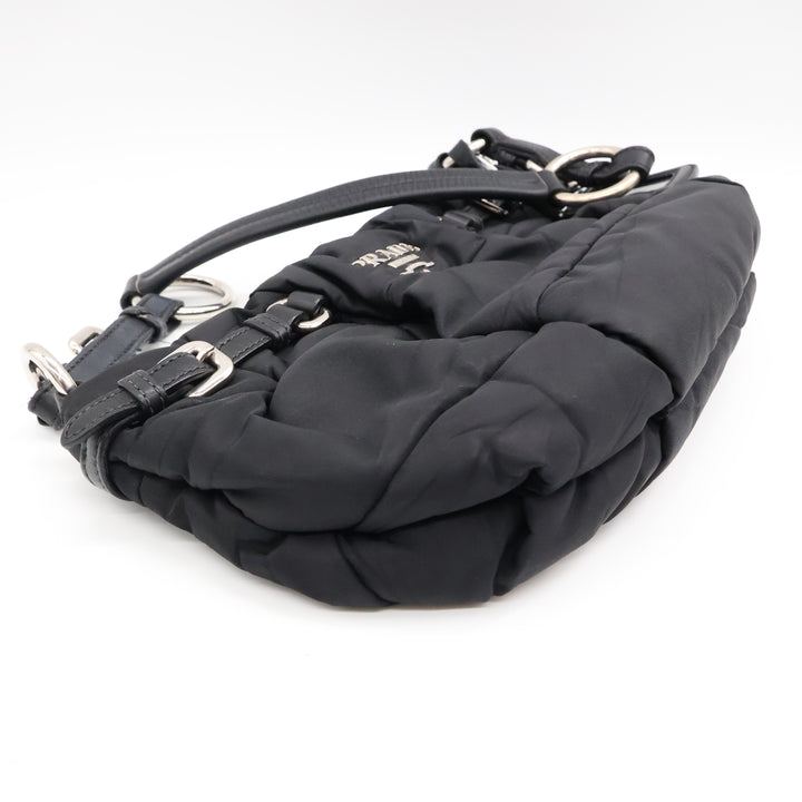 Prada Tessuto Black Nylon Hobo Shoulder Bag