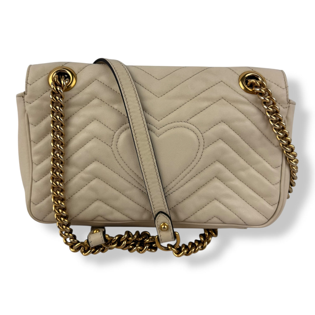 Gucci GG Marmont White Leather Small Handbag