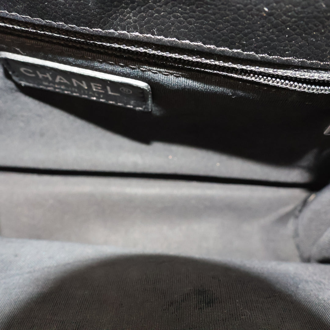 Chanel CC Black Caviar Box Flap Handbag