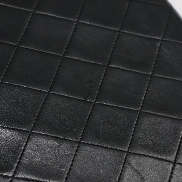 Chanel CC Black Push Lock Single Flap Quilted Lambskin Shoulder Handbag