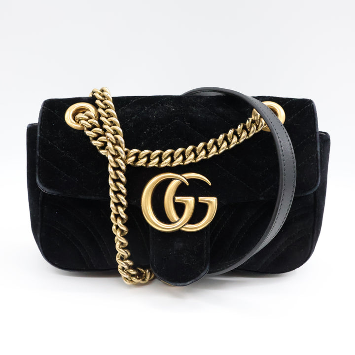 Gucci GG Marmont Black Velvet Mini Handbag