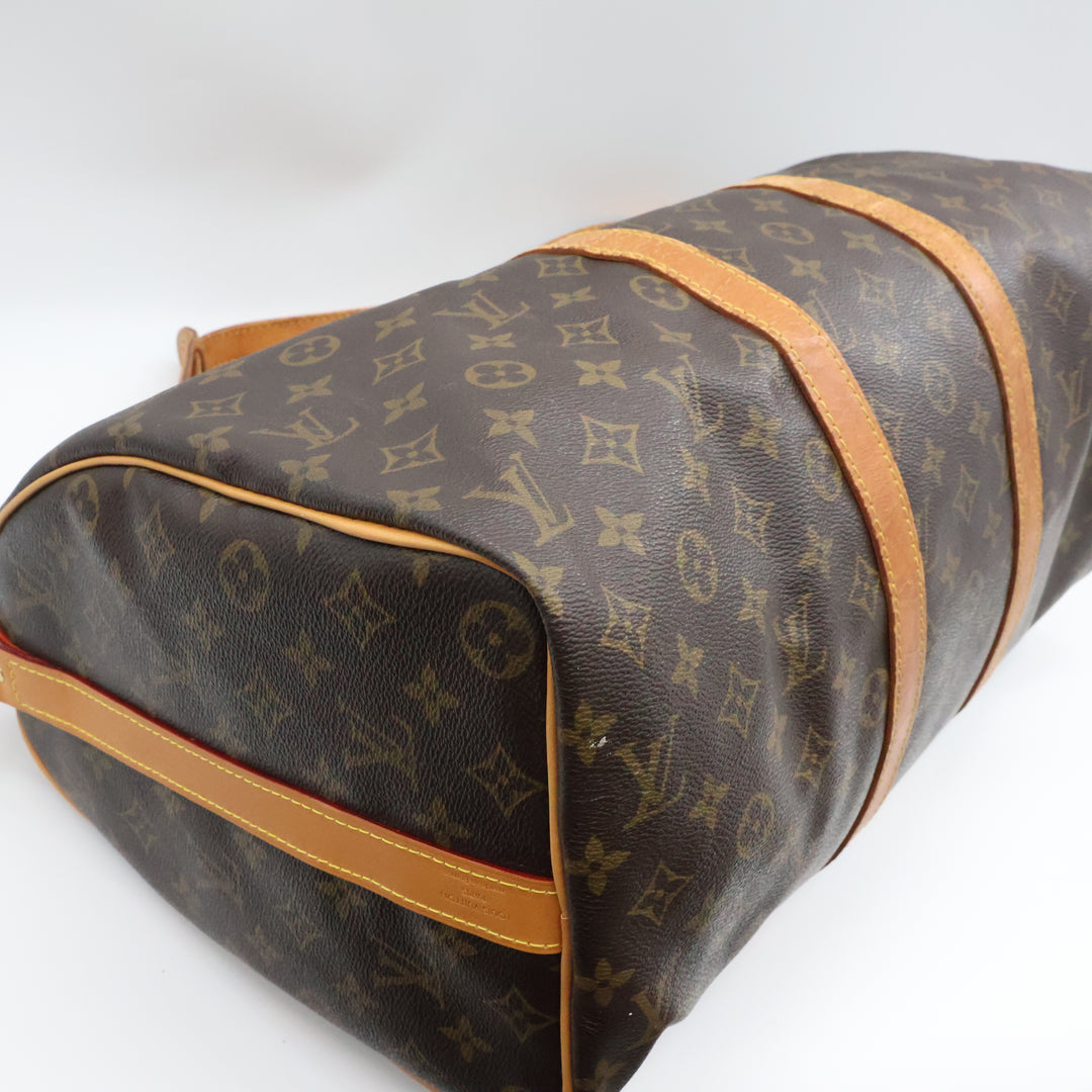 Louis Vuitton Bandouliere Vintage Brown Monogram 45 Keepall Duffle Bag