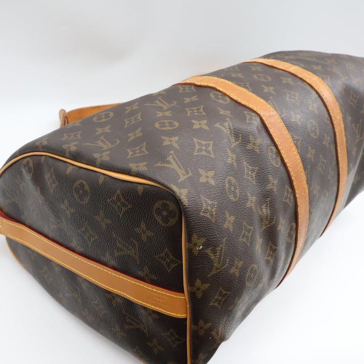 Louis Vuitton Bandouliere Vintage Brown Monogram 45 Keepall Duffle Bag
