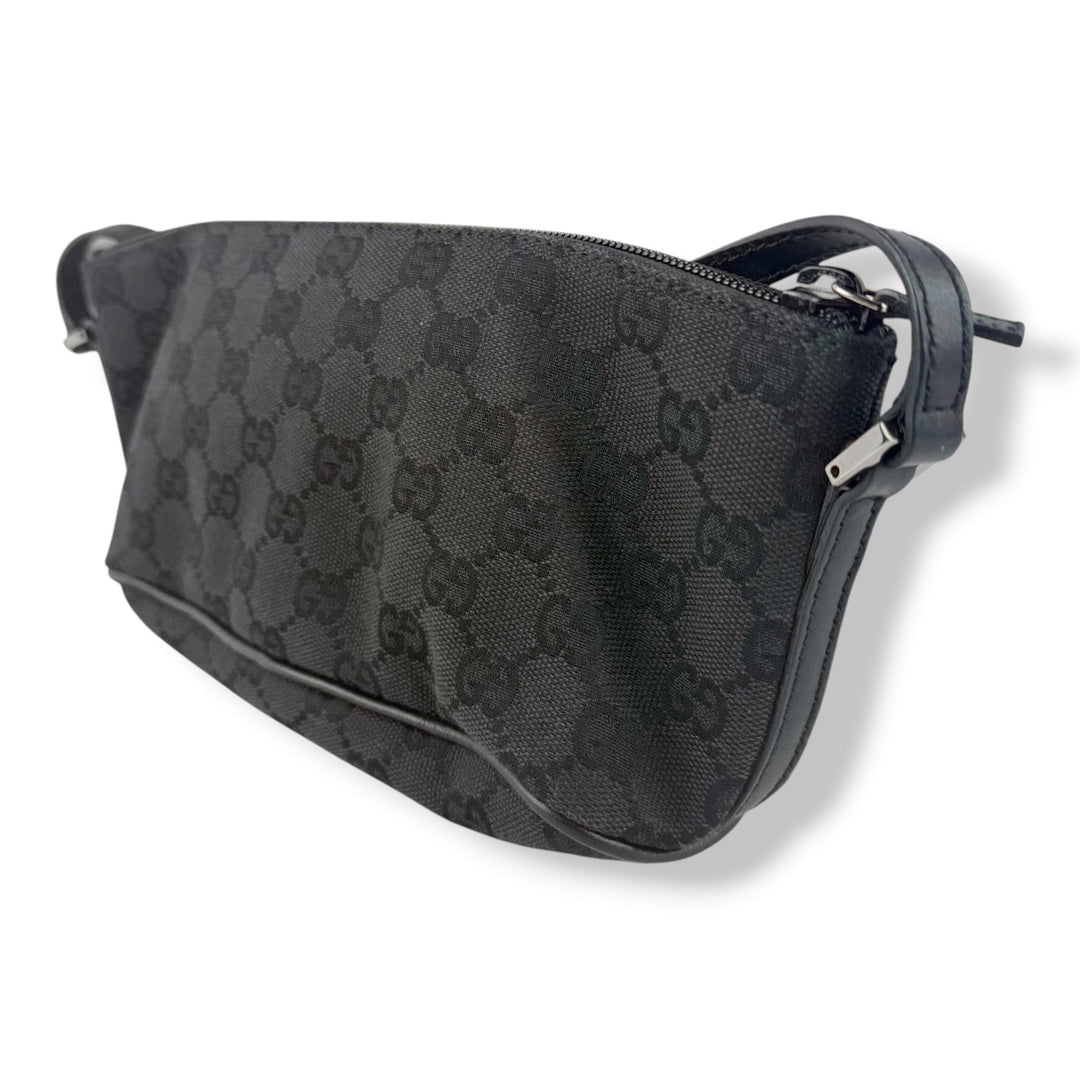 Gucci GG Supreme Black Boat Pochette Handbag