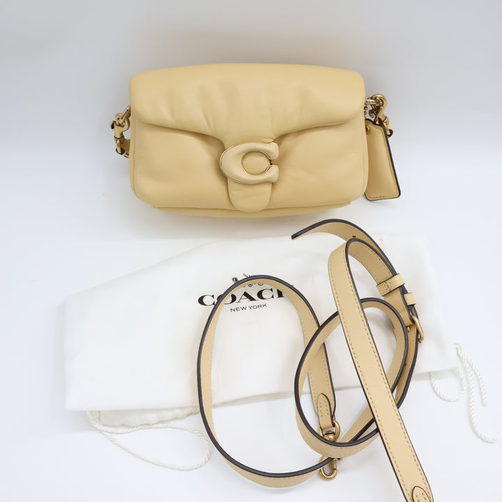 Coach Pillow Tabby 18 Beige Leather Handbag