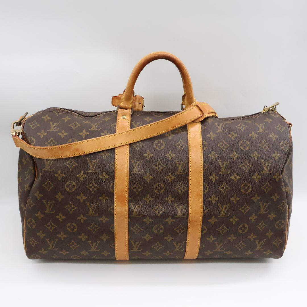 Louis Vuitton Bandouliere Vintage Brown Monogram 50 Keepall Duffle Bag