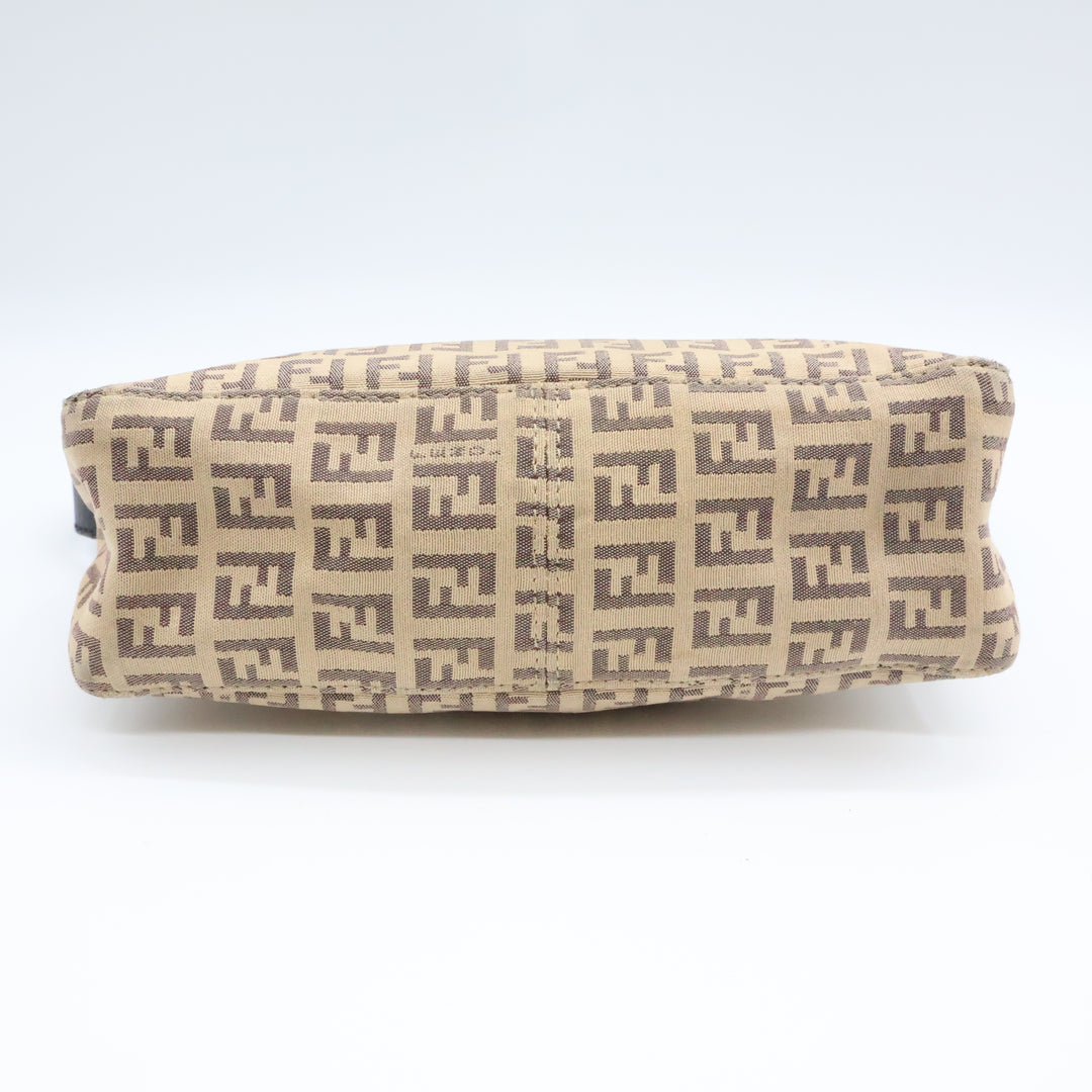 Fendi FF Zucchino Baguette Beige Handbag
