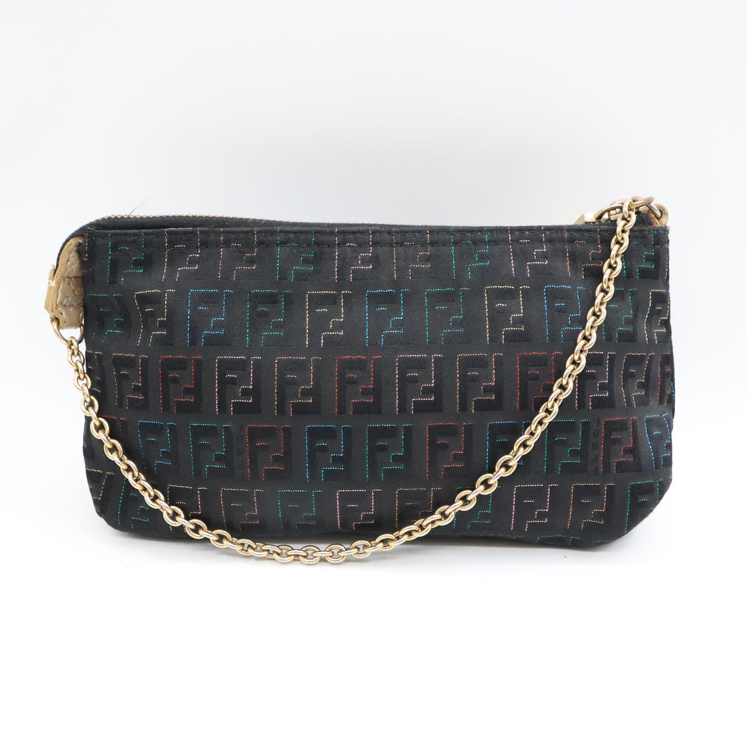 Fendi FF Zucchino Baguette Black/Multi Handbag