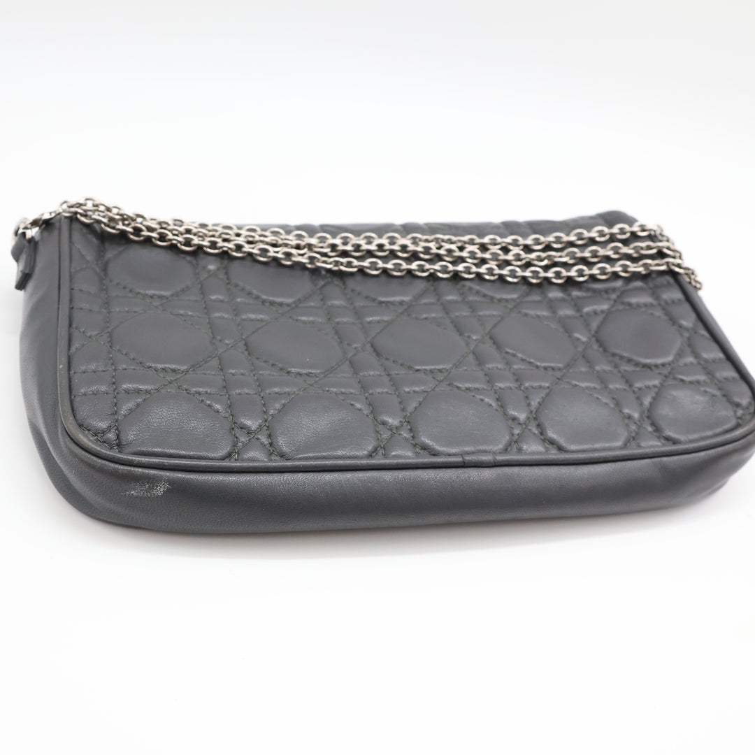 Dior Grey Quilted Wallet on Chain Pochette Bag
