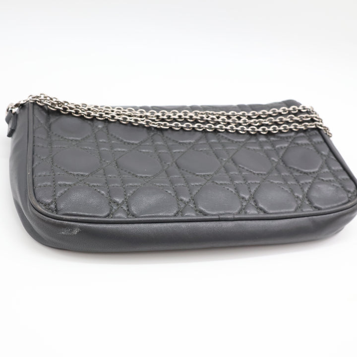 Dior Grey Quilted Wallet on Chain Pochette Bag