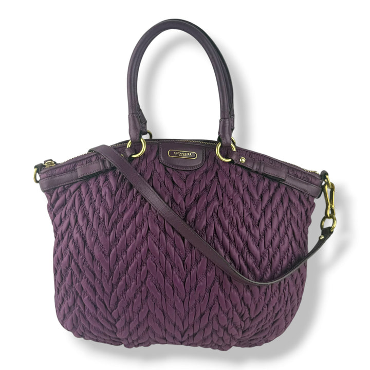 Coach Purple Madison Quilted Chevron Lindsey Satchel 70th Anniversary Handbag