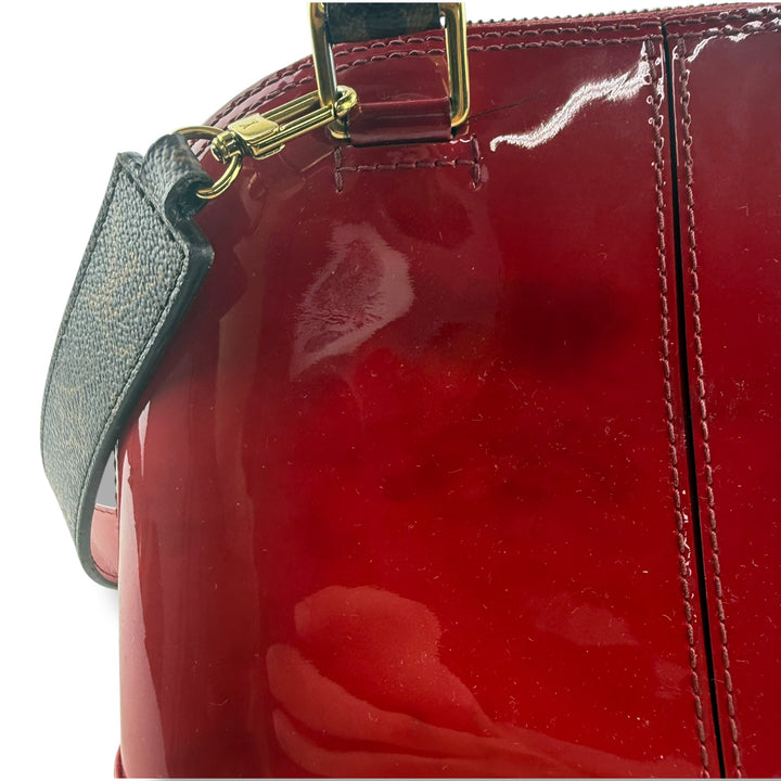 Louis Vuitton Alma BB Red Vernis Patent Leather Monogram Handbag