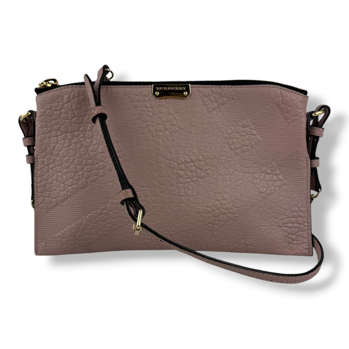 Burberry Pink Check Embossed Crossbody Handbag