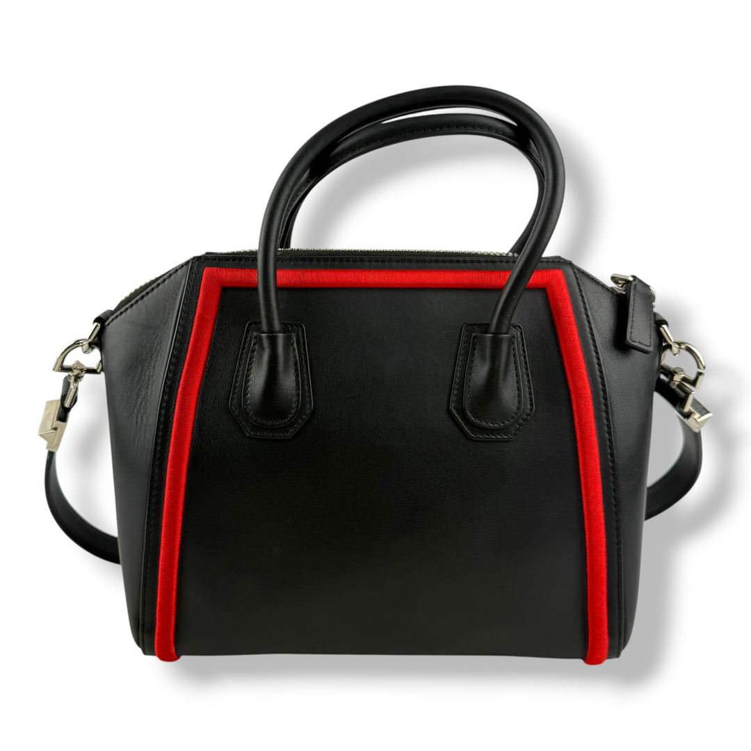 Givenchy Black/Red Calfskin Leather Antigona Mini Handbag