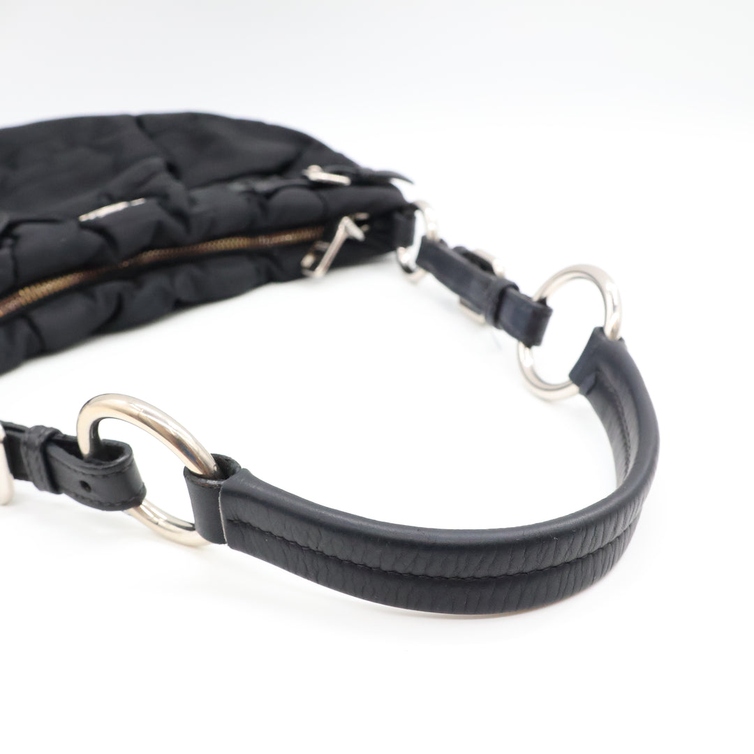 Prada Tessuto Black Nylon Hobo Shoulder Bag