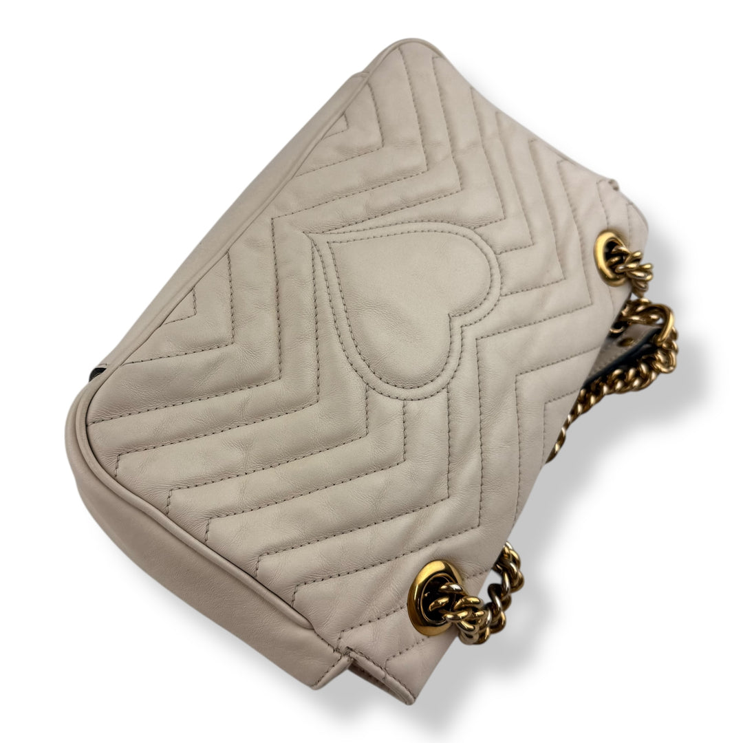 Gucci GG Marmont White Leather Small Handbag