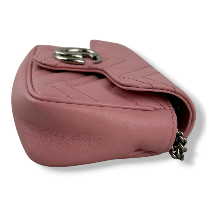 Gucci GG Marmont Pink Leather Super Mini Handbag