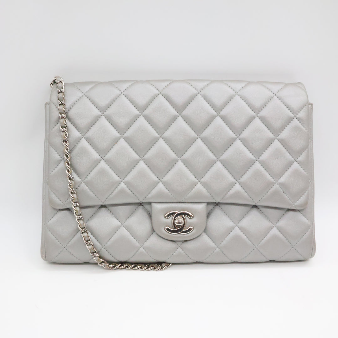 Chanel Lambskin Grey Timeless WOC Classic Flap Shoulder Bag