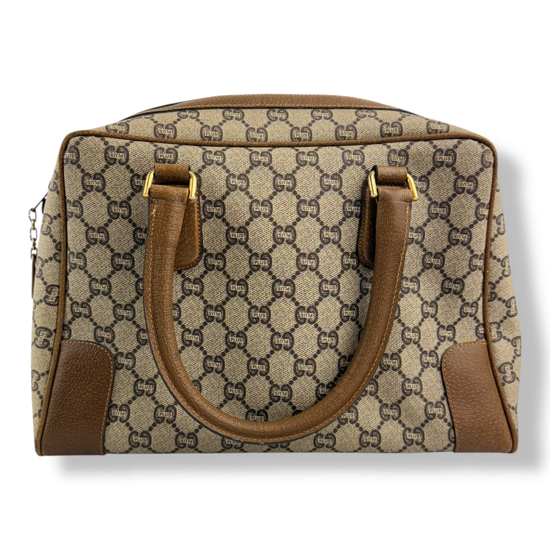Gucci Beige GG Plus Monogram Boston Canvas Bag