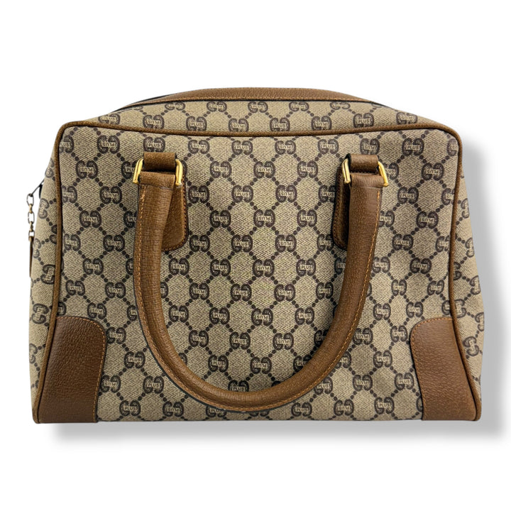 Gucci Beige GG Plus Monogram Boston Canvas Bag