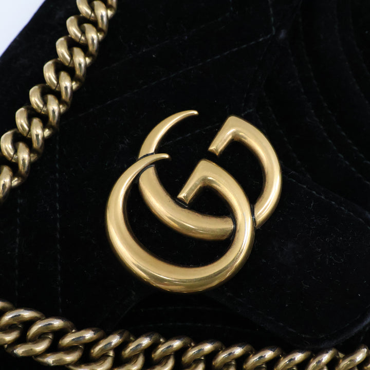 Gucci GG Marmont Black Velvet Mini Handbag