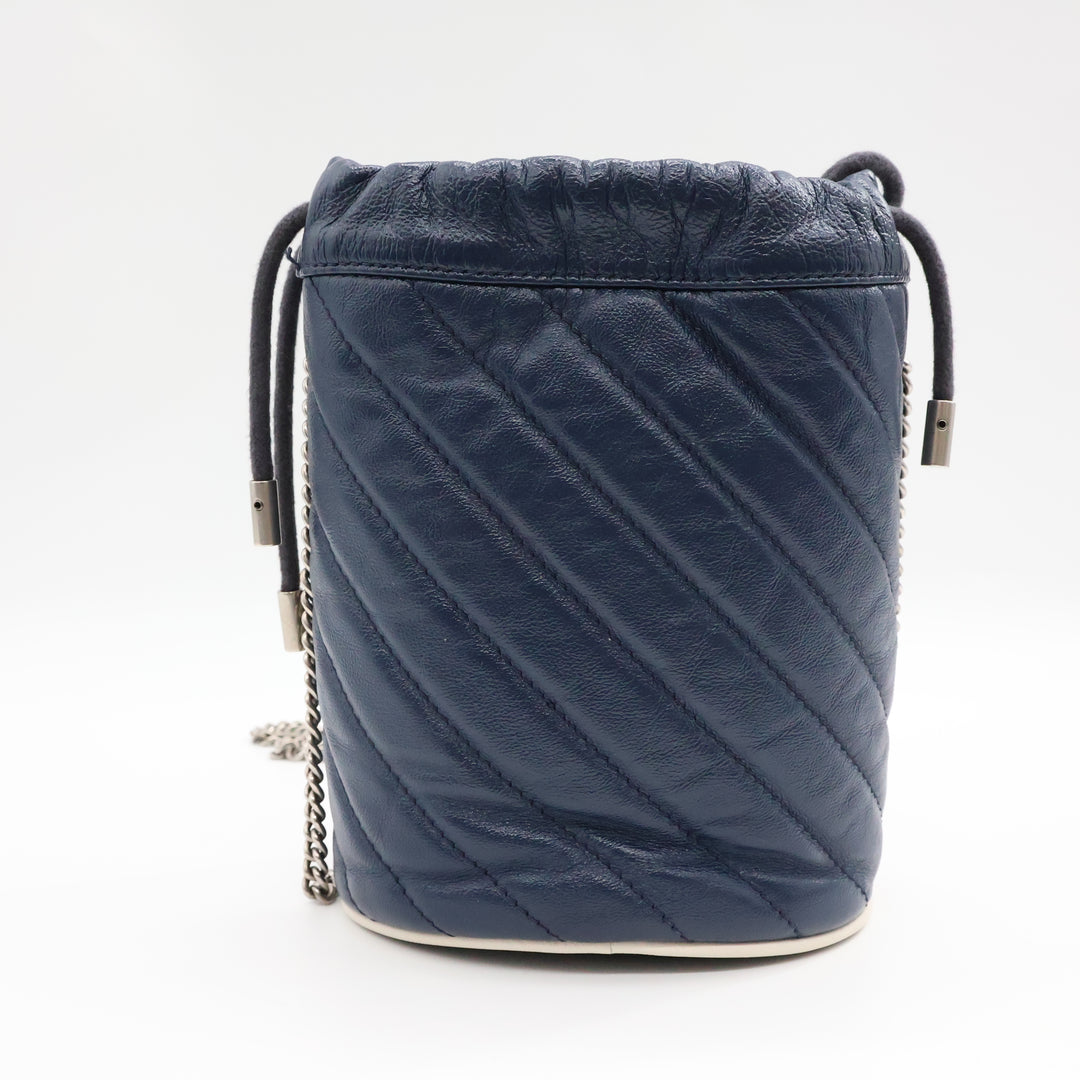 Gucci GG Marmont Navy Leather Mini Bucket Handbag