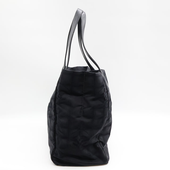 Chanel Black Travel Line Canvas Tote Handbag