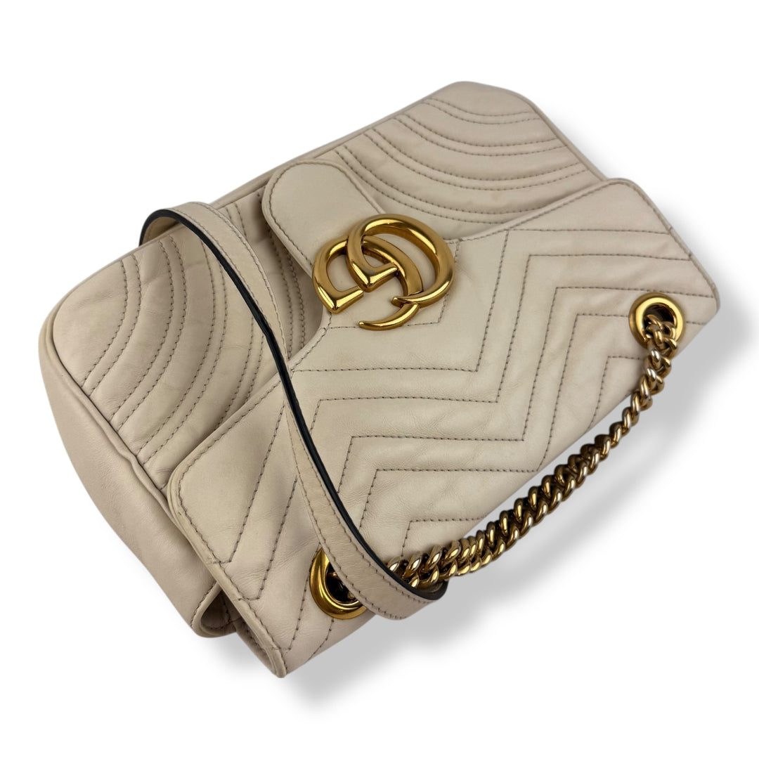 Gucci GG Marmont White Leather Small Handbag