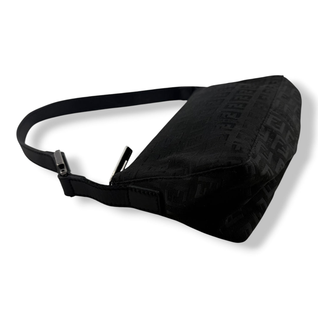 Fendi FF Zucchino Baguette Black Handbag