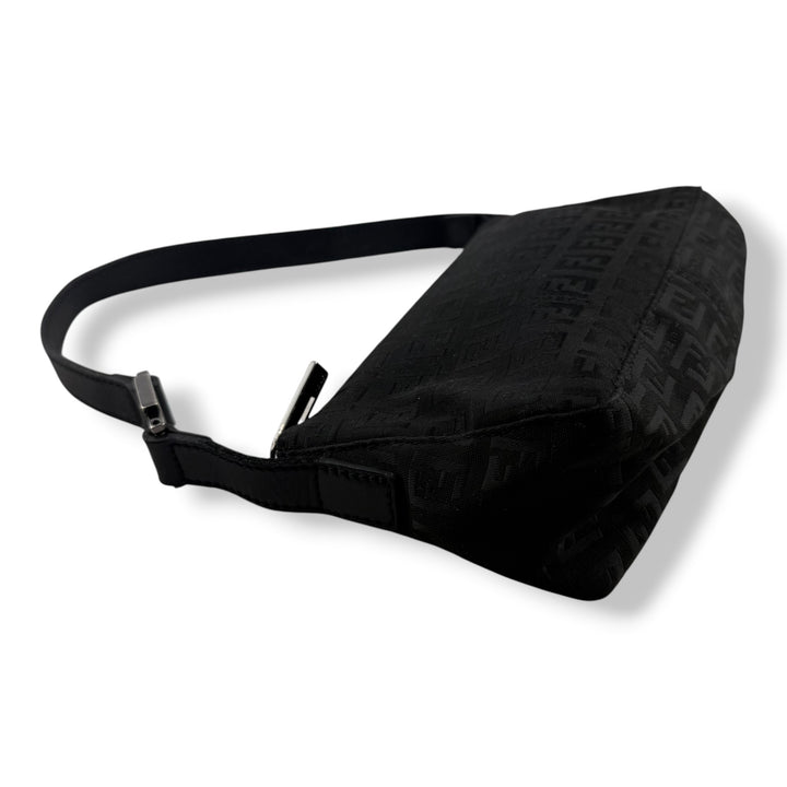 Fendi FF Zucchino Baguette Black Handbag