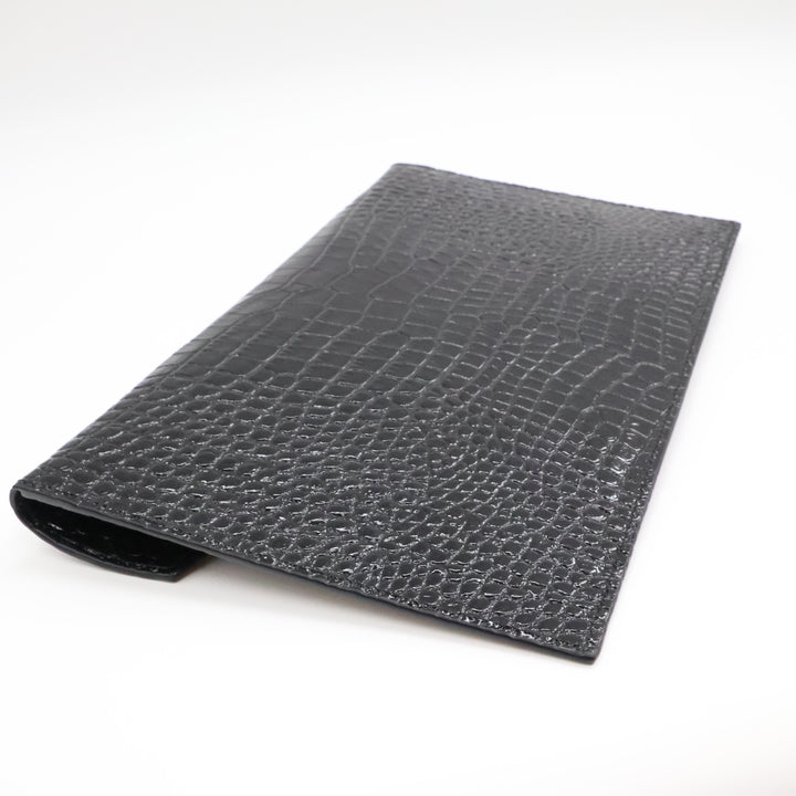 Saint Laurent YSL Croc Uptown Black/Gold Leather Clutch Bag