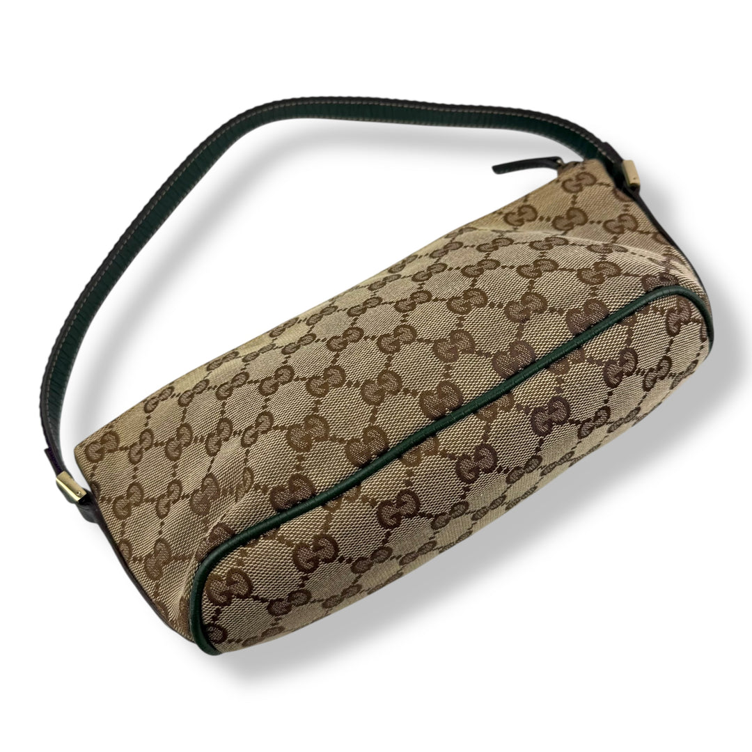 Gucci GG Supreme Beige/Purple/Green Boat Pochette Handbag
