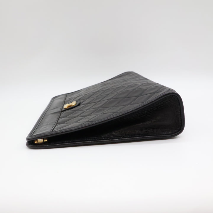 Chanel CC Black Quilted Lambskin Vintage Clutch Bag