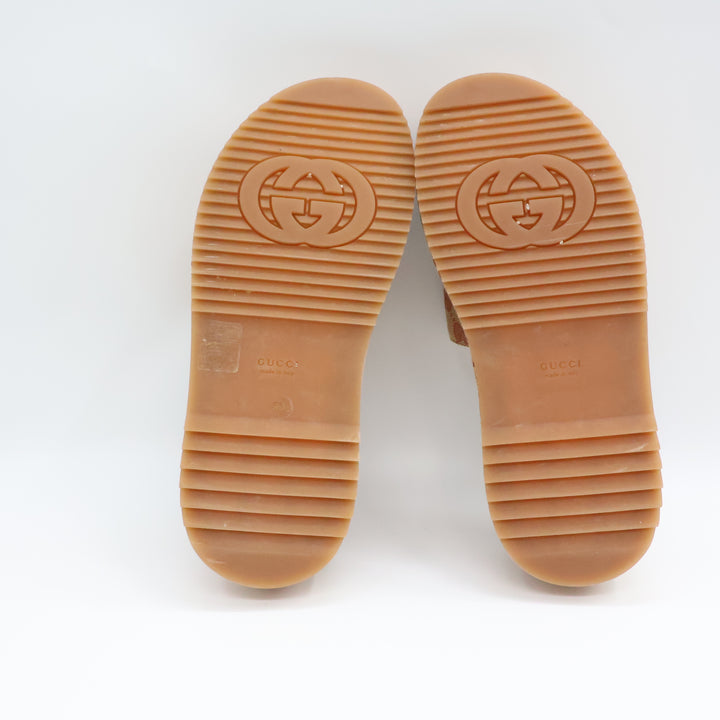 Gucci Beige/Burgundy GG Platform Sandals UK 5.5 / EU 38.5