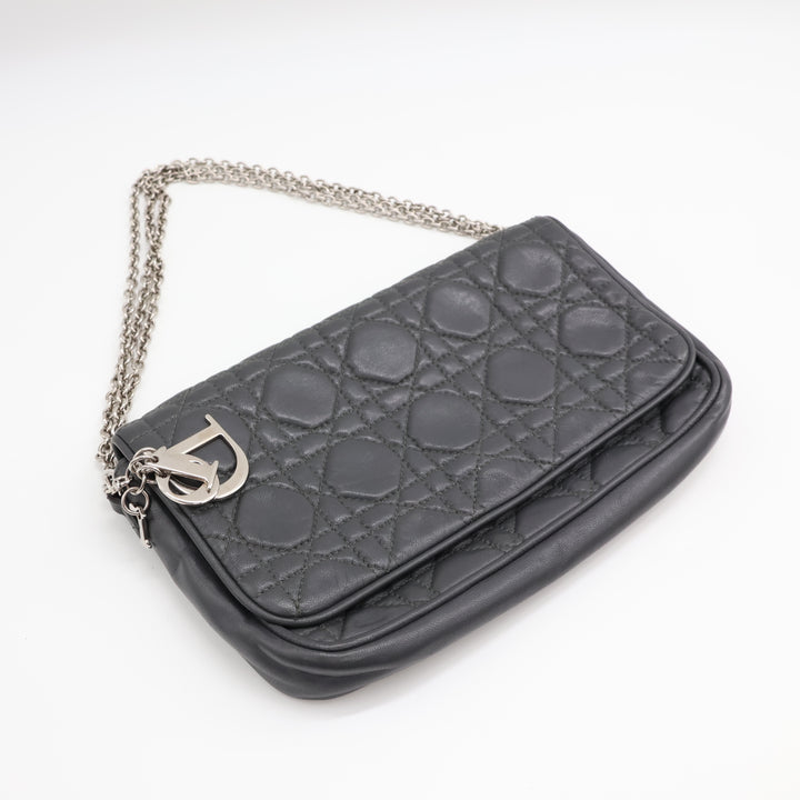 Dior Grey Quilted Wallet on Chain Pochette Bag