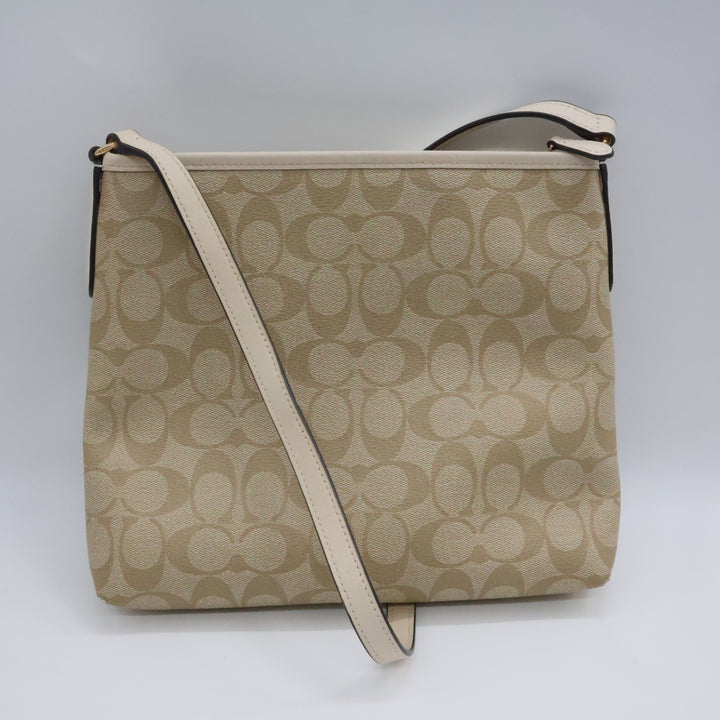 Coach Beige Signature Messenger Handbag