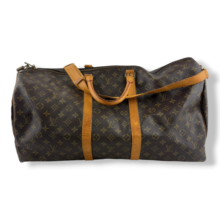 Louis Vuitton Bandouliere Vintage Brown Monogram 55 Keepall Duffle Bag