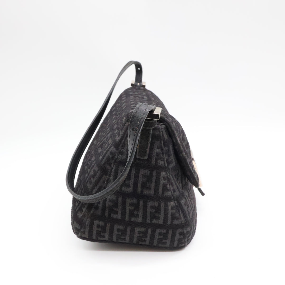Fendi FF Zucca Mamma Baguette Black Shoulder Handbag