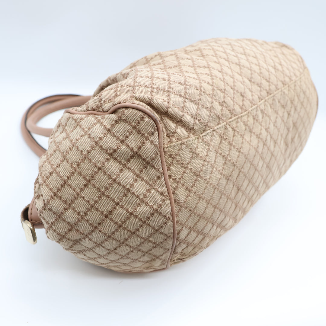 Gucci GG Beige Diamante Canvas Sukey Satchel Handbag