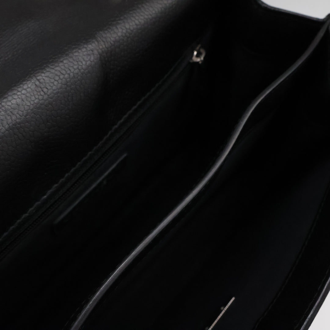 Chanel CC Black Caviar Box Flap Handbag