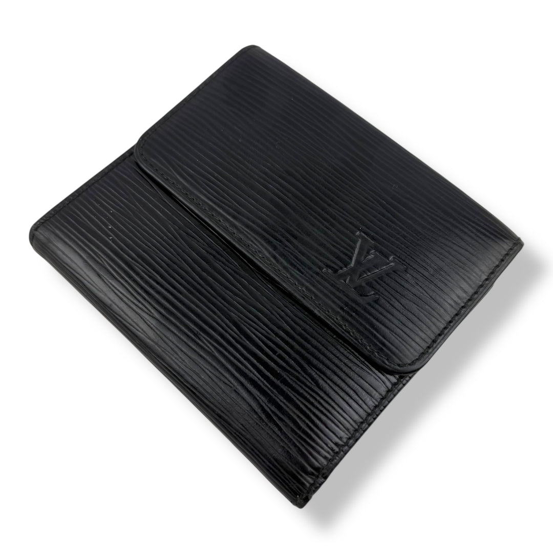 Louis Vuitton Vintage Black Epi Compact Bifold Wallet Purse