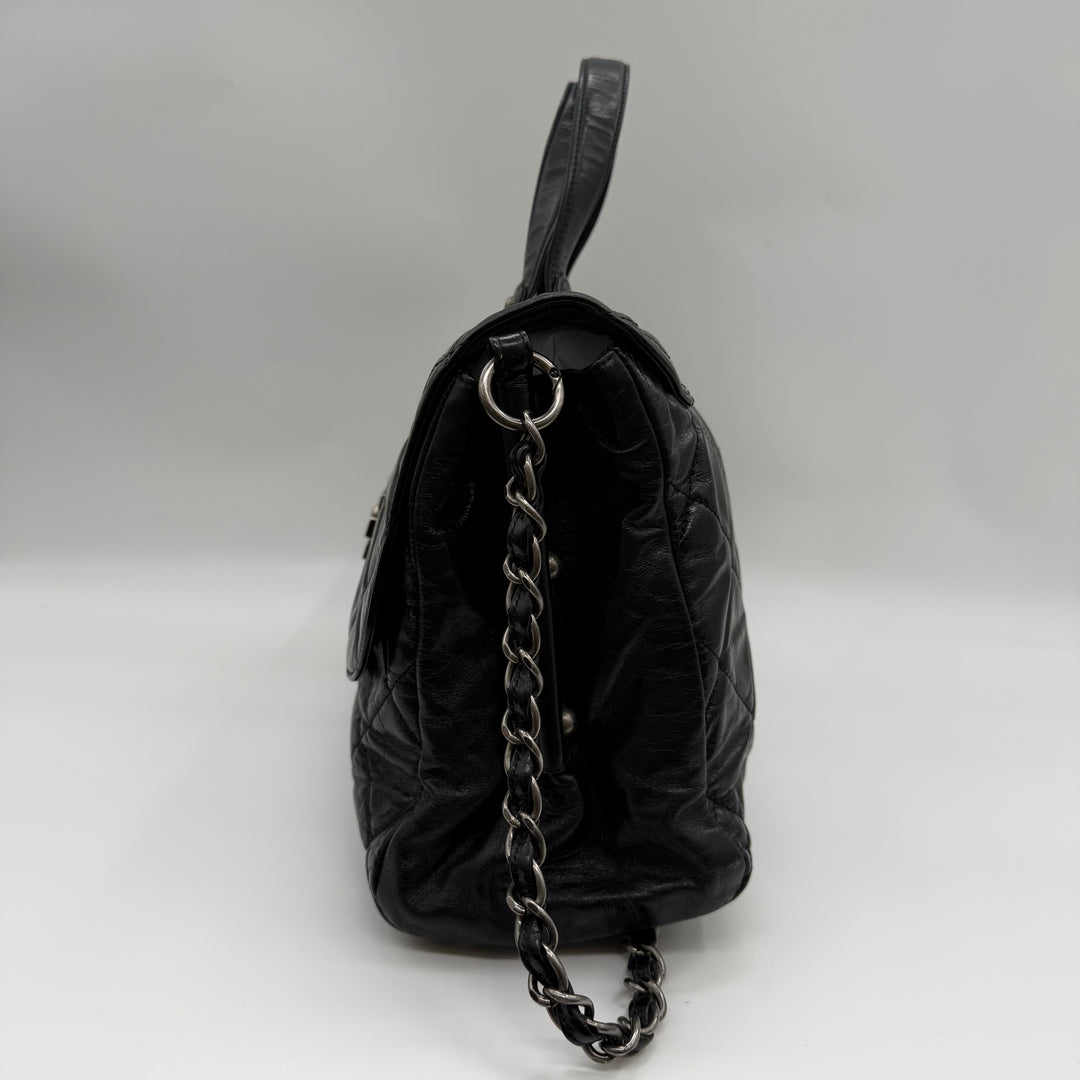 Chanel CC Boy Black Lambskin Satchel Handbag