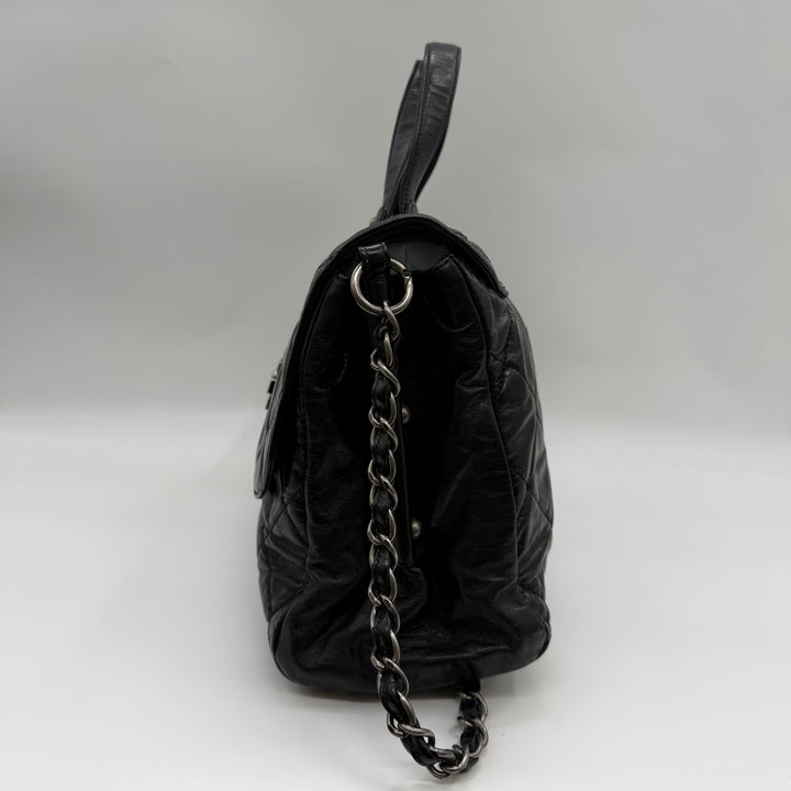 Chanel CC Boy Black Lambskin Satchel Handbag