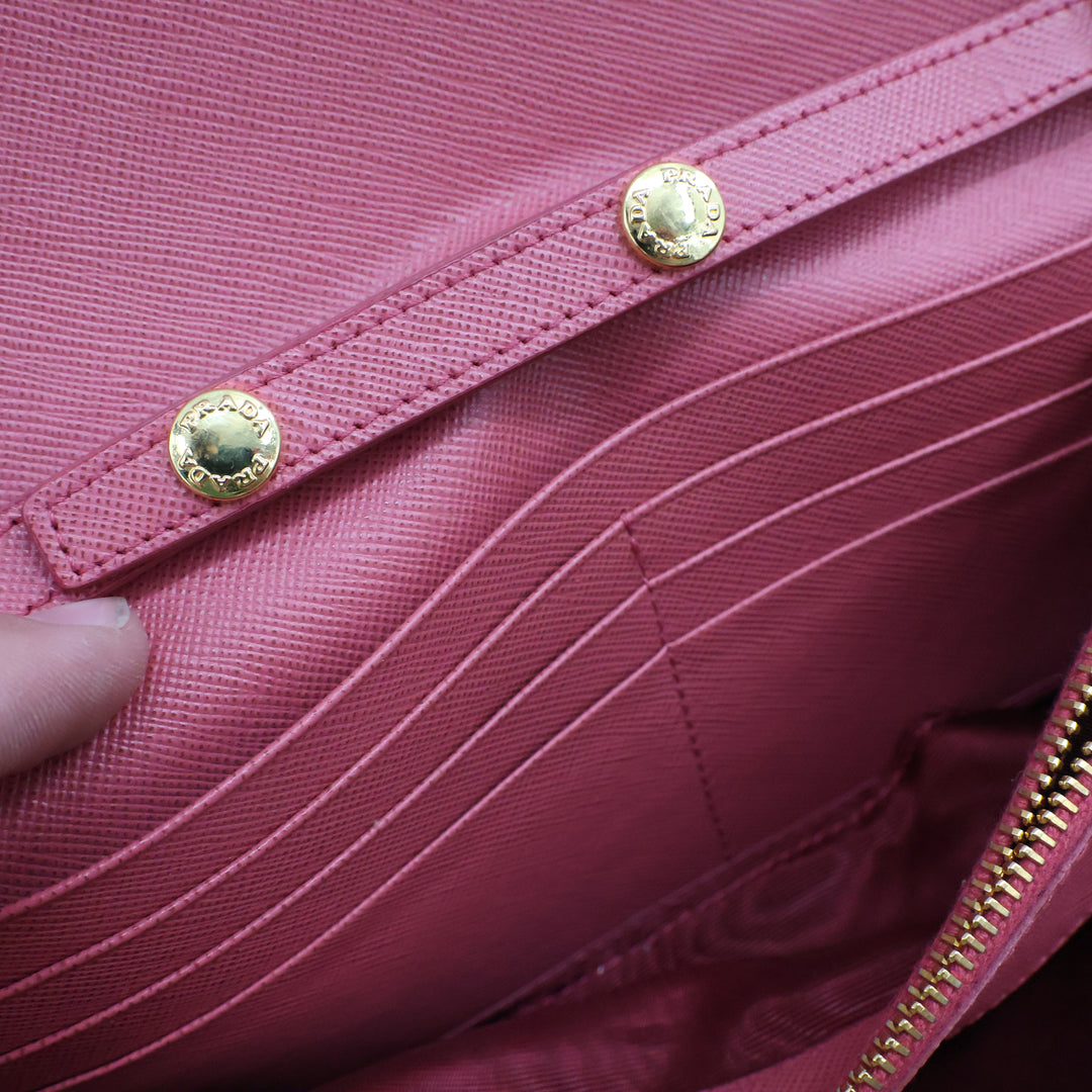Prada Grained Pink Leather Wallet on Chain Handbag