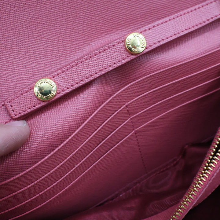 Prada Grained Pink Leather Wallet on Chain Handbag