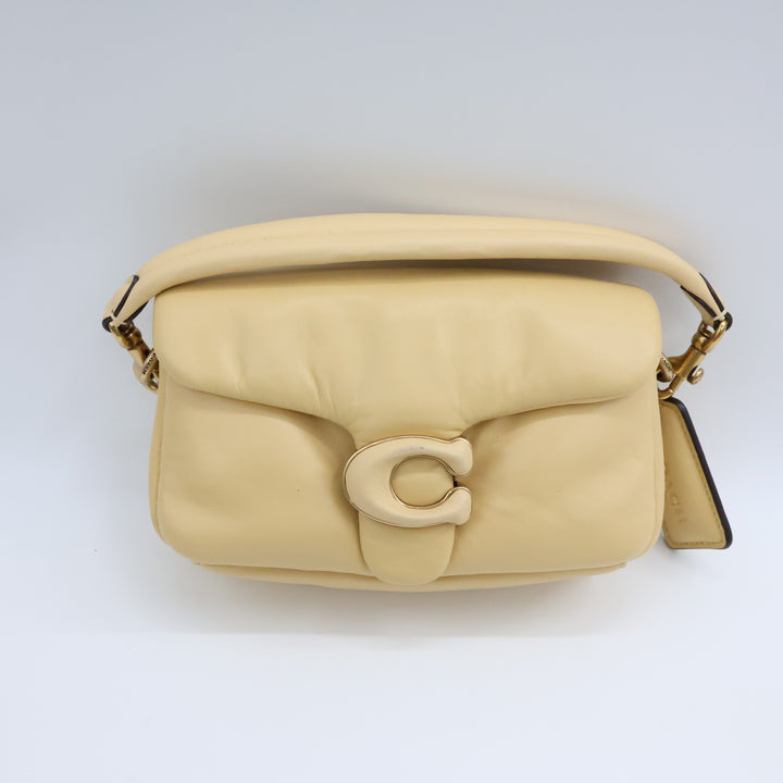Coach Pillow Tabby 18 Beige Leather Handbag