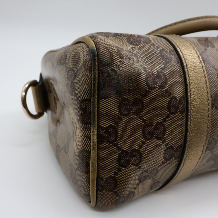 Gucci GG Gold/Beige Boston Canvas Bag