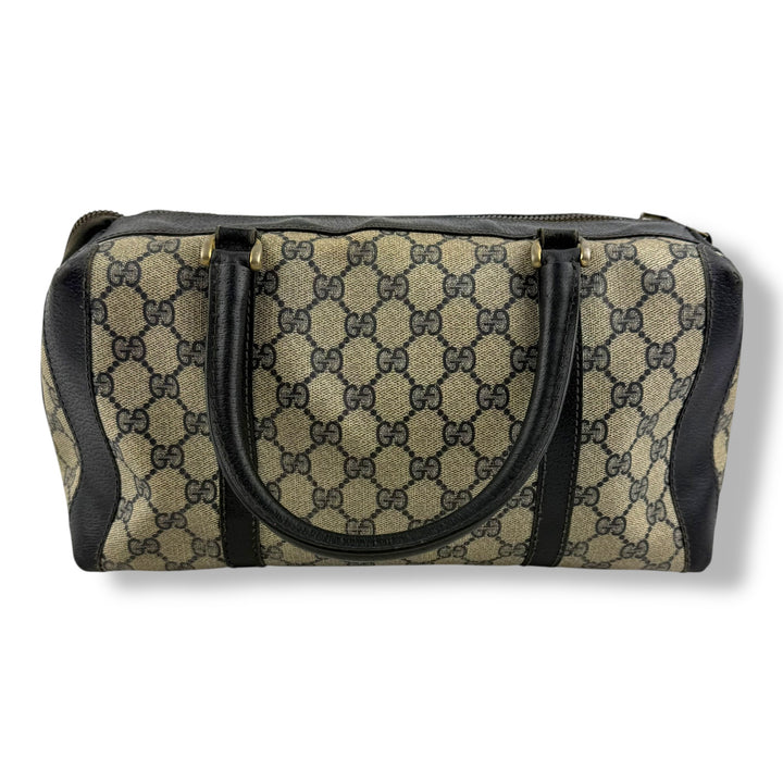 Gucci Beige/Navy Vintage GG Monogram Boston Canvas Bag