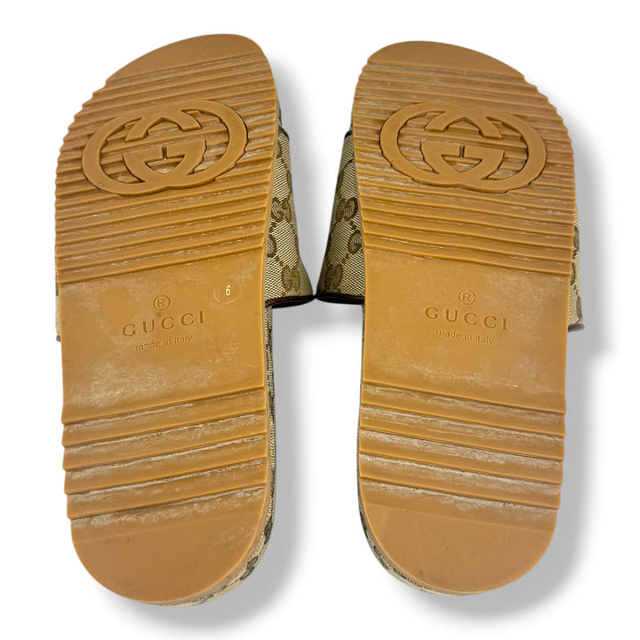 Gucci GG Slides Beige GG Supreme Canvas UK 6 / EU 39